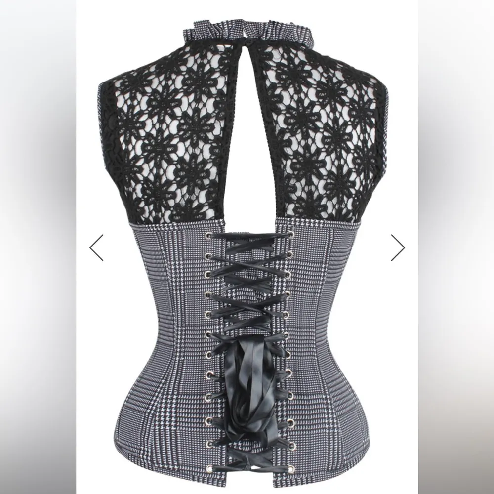A Corset Story Houndstooth Corset Black Size 6 - Image 5