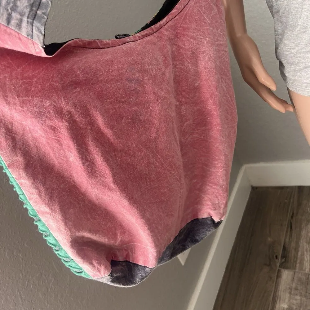 India Boutique Boho Shoulder crossbody satchel XXL bag Skull Fringe#139 Green - Image 7