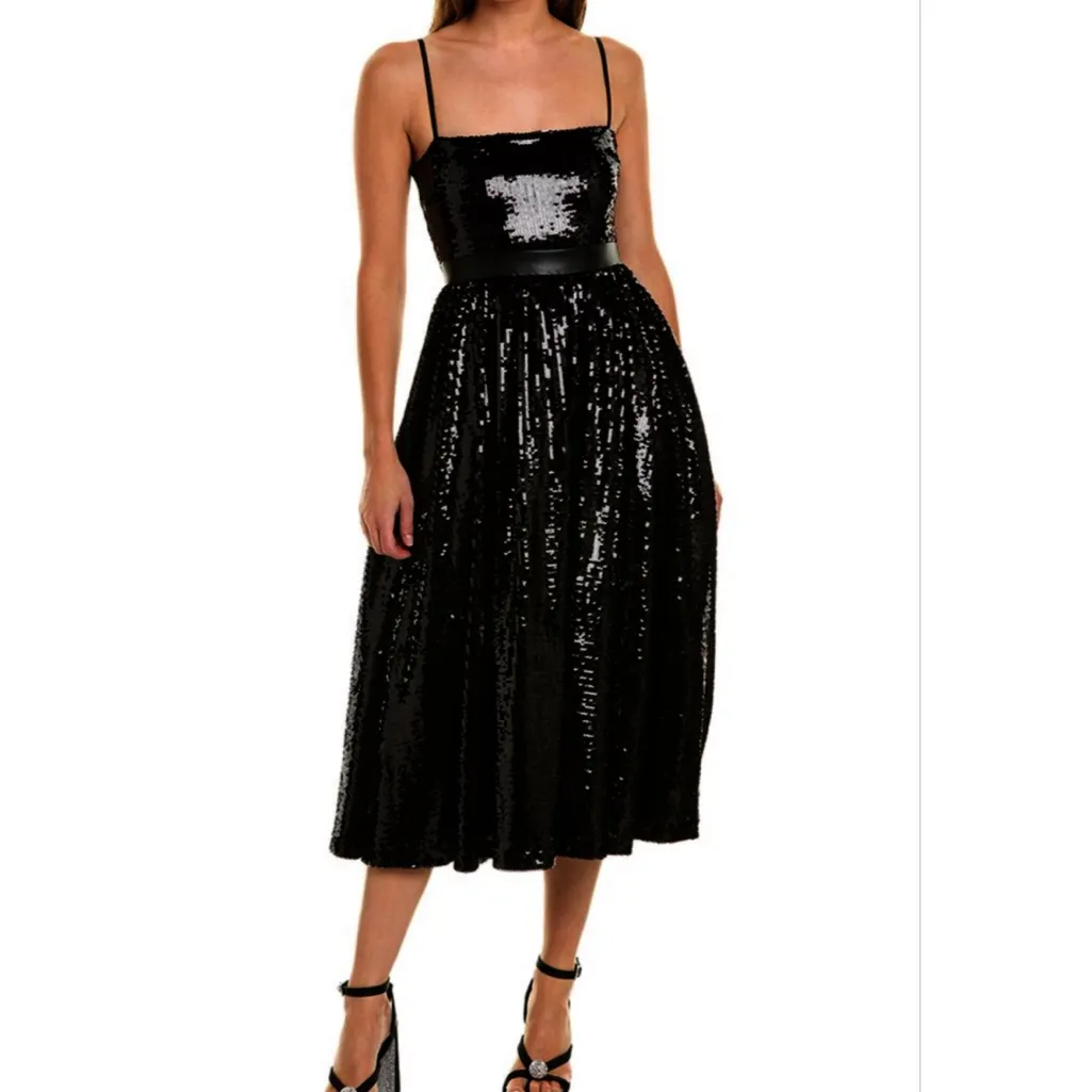 REVOLVE WeWoreWhat Black Sequin Cocktail Dress spaghetti straps 6 / medium - Image 7