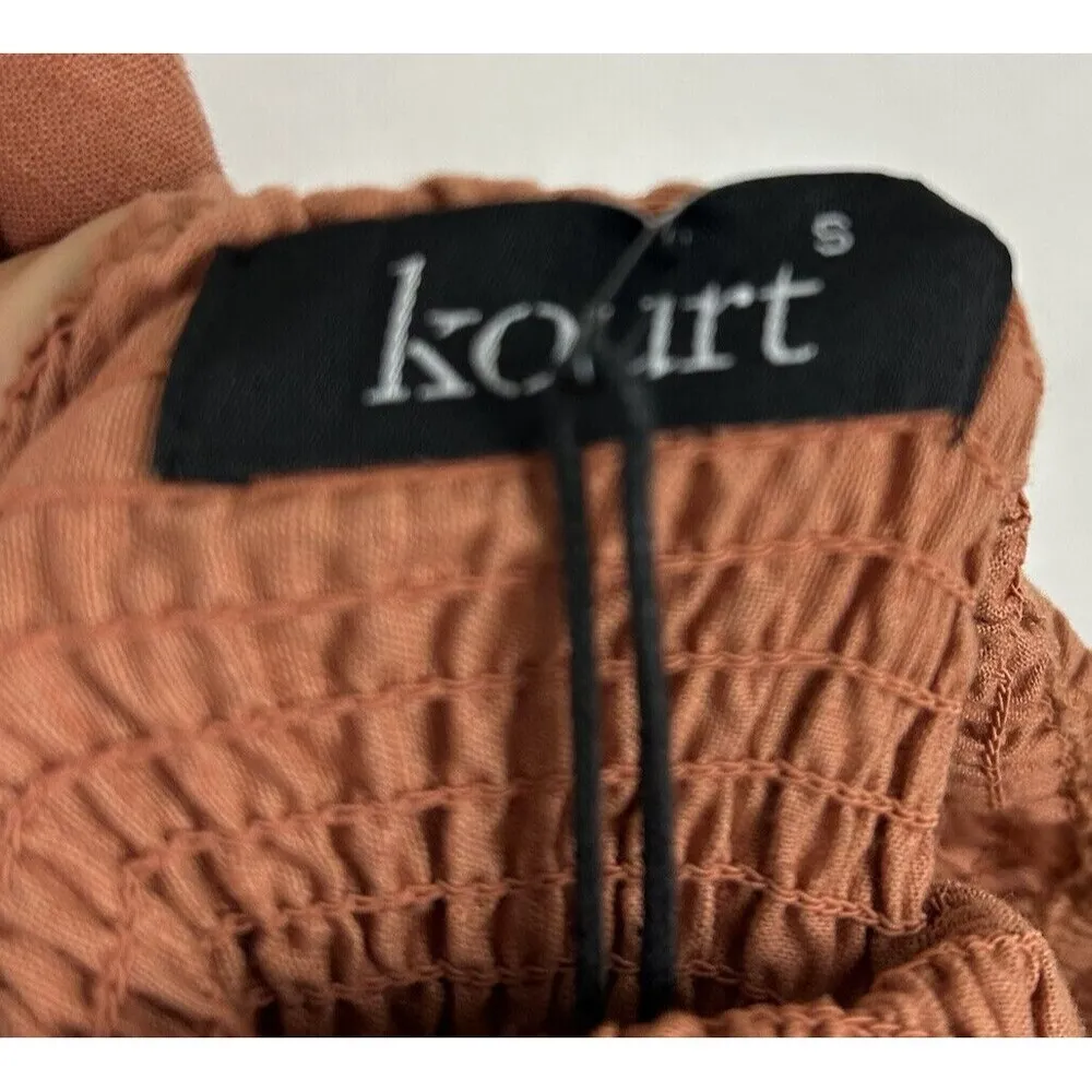 Kourt Size Small Portia Smocked Mini Dress Puff Sleeve Rust burnt orange Flax - Image 6