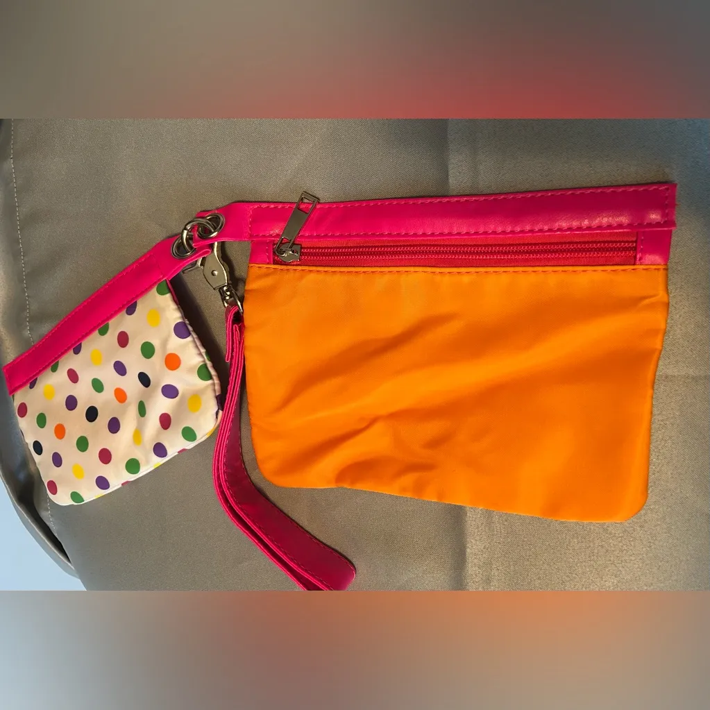 Two Zippered pouches with strap Pink - Image 2