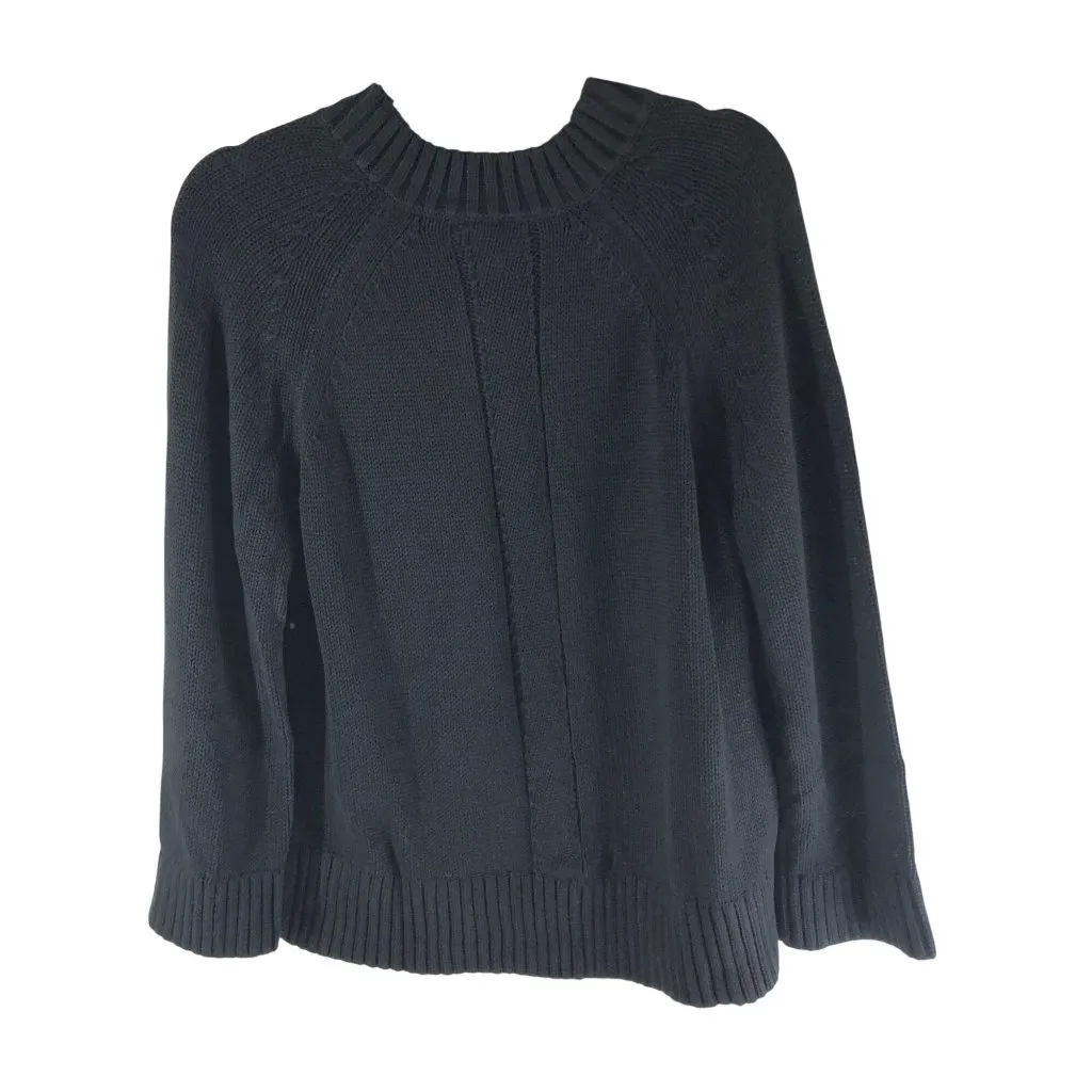 J Crew Womens Heritage Cotton Relaxed V-Neck Sweater Oversized Black XS - Image 3