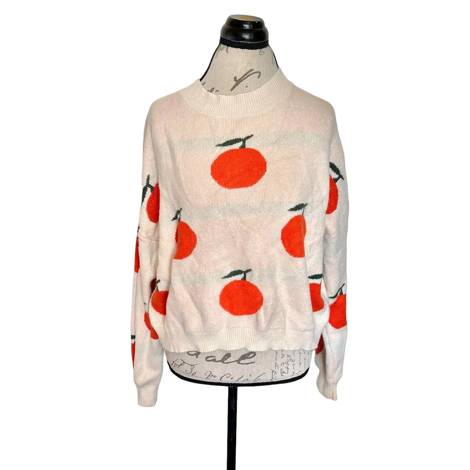 Womens Sweater Sz Large Grandmacore Grannycore Y2k Cozy Winter Fruit Artsy Retro - Image 2