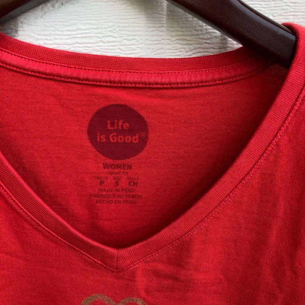 Life Is Good Shirt Red Long Sleeve Give Love Small - Image 4