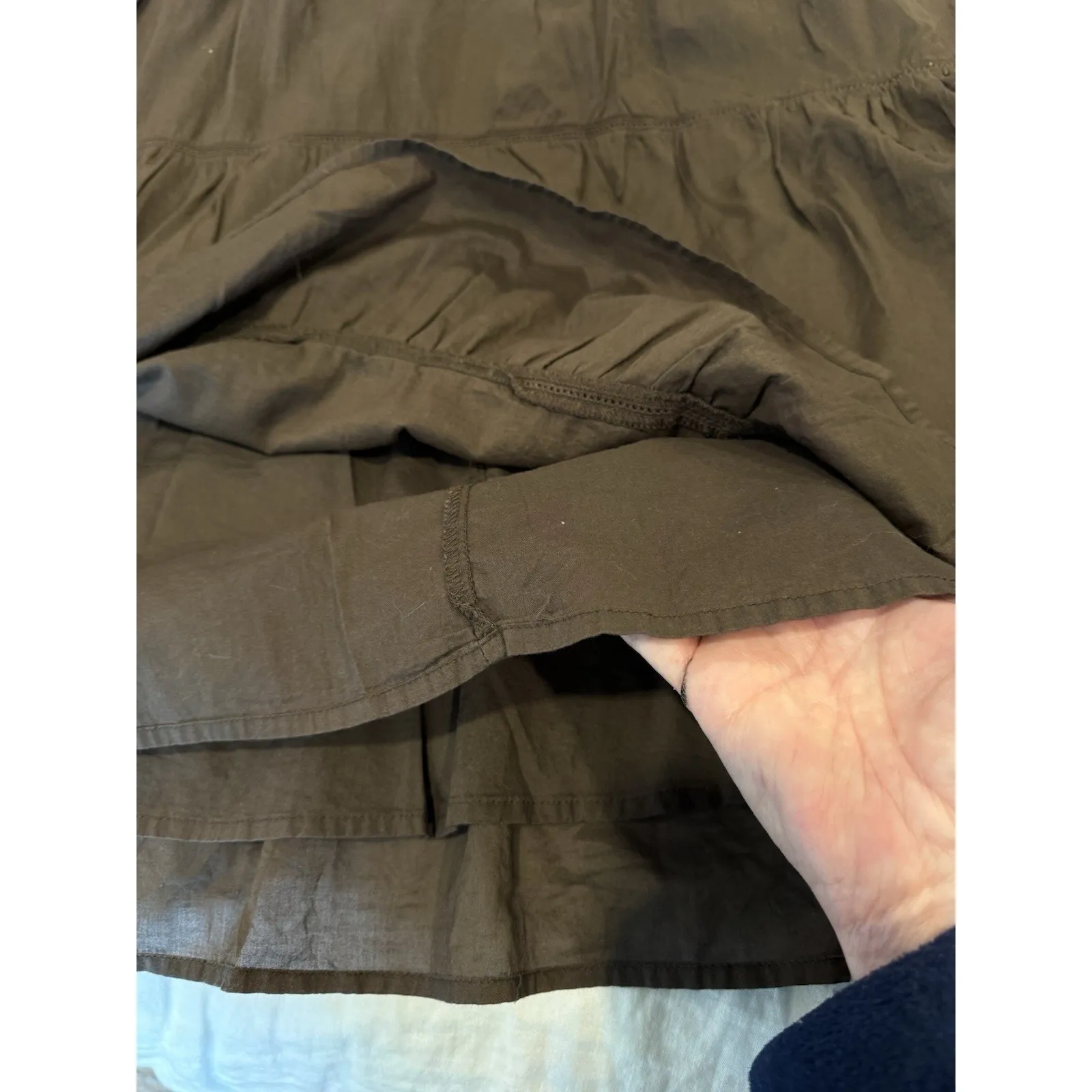 Vintage Y2K Old Navy Lined Tiered Midi Skirt Brown Women's Size M Elastic Waist - Image 8