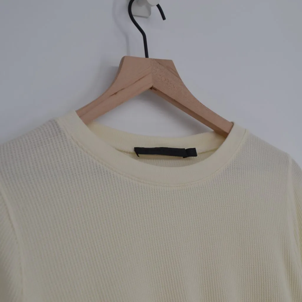 Jenni Kayne Waffle Knit Cotton Long Sleeve Thermal Top in Ivory Women's XS - Image 5