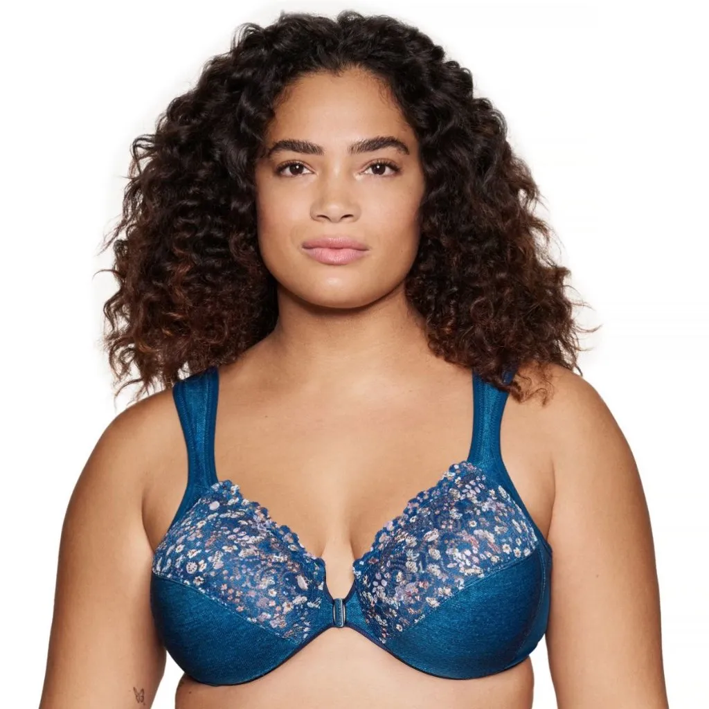 Glamorise Plus 46 D WonderWire Front Closure Underwire Bra 1245 Dark Denim Blue Size undefined - Image 1