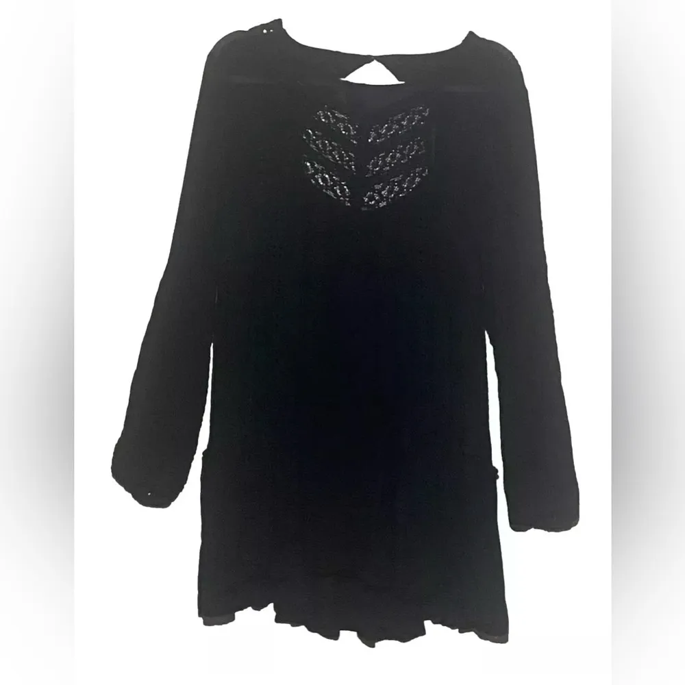 Free People Black Bohemian Shift Dress Women’s Size Small party cocktail dress - Image 2