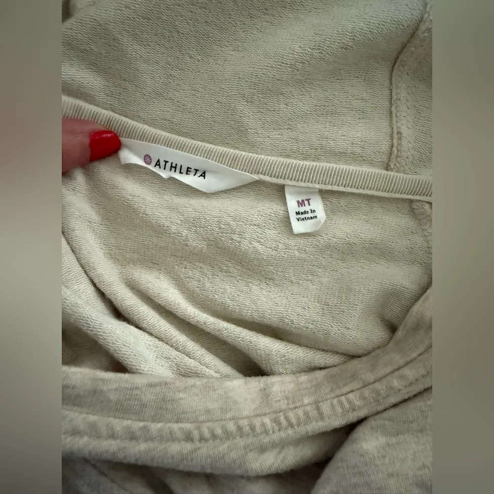Athleta Oatmeal Heather Power Down Active Yoga Dress Hooded M Tall READ DESCR - Image 3