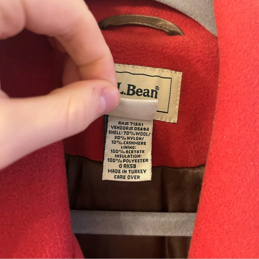 L.L. Bean Thinsulate Wool Cashmere Double Breasted Peacoat Womens Size 16 Red - Image 6