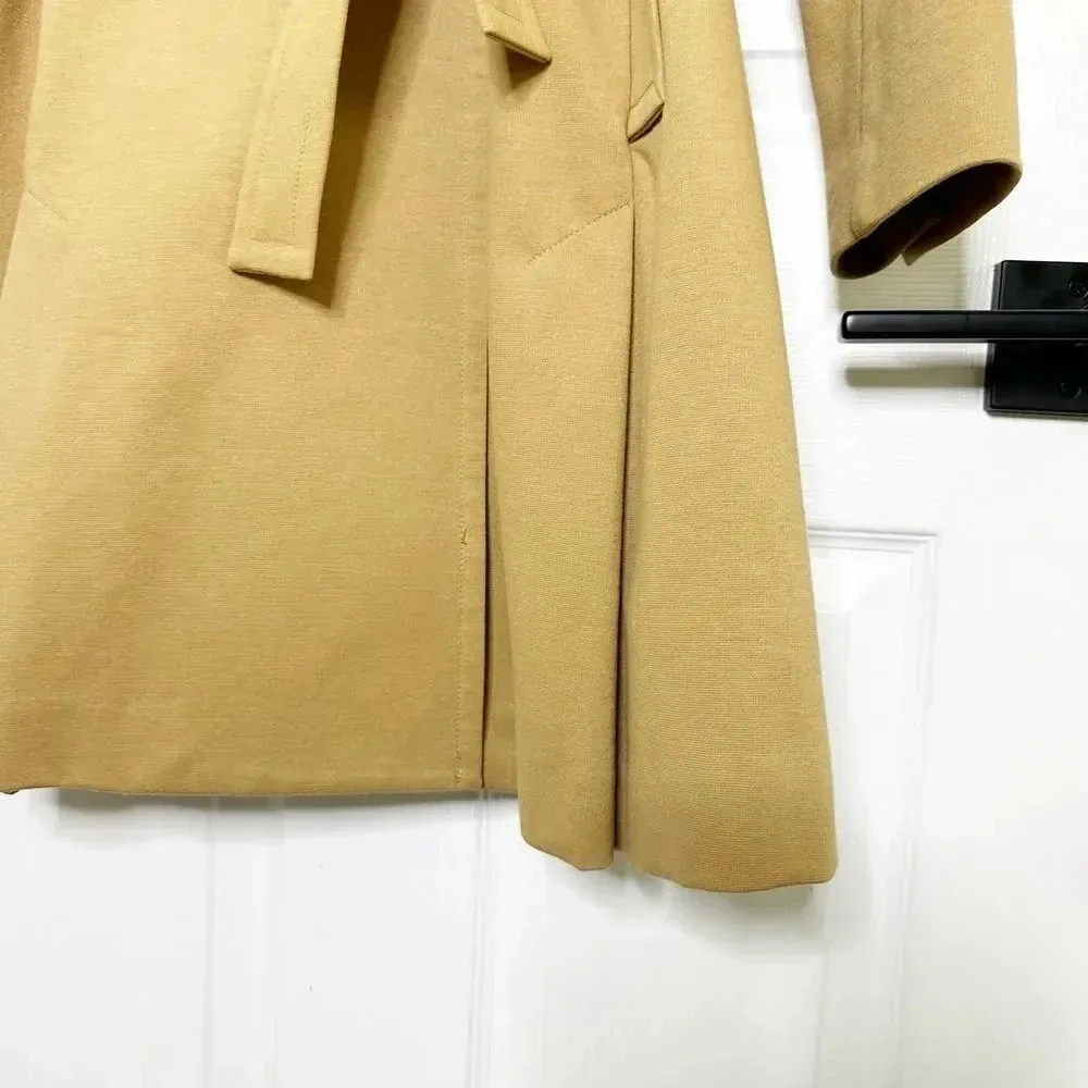 CABI Love Carole Casablanca‎ Tan Knit Ponte Trench Coat #3037 Size S Belted - Image 5