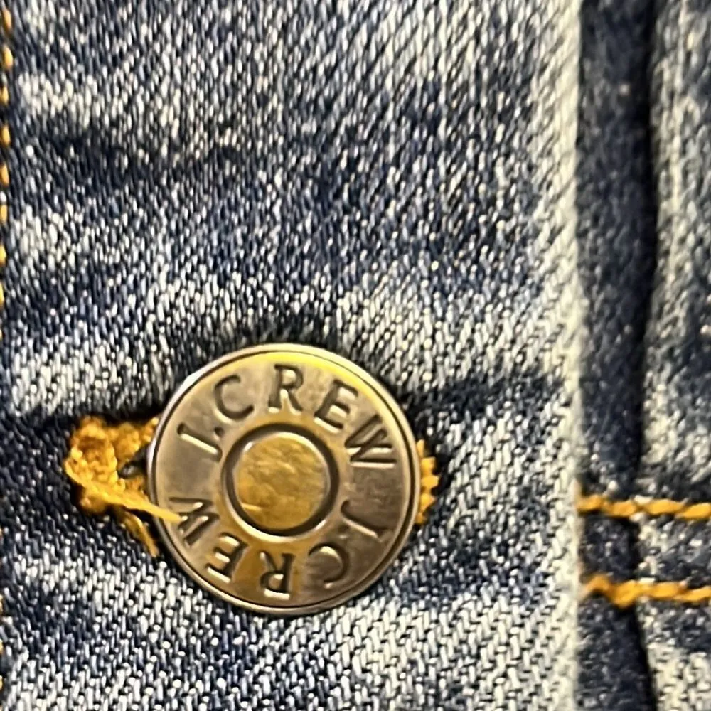 J CREW Blue Denim Jean Jacket with Button Closure and Distressed Accents- Small - Image 8