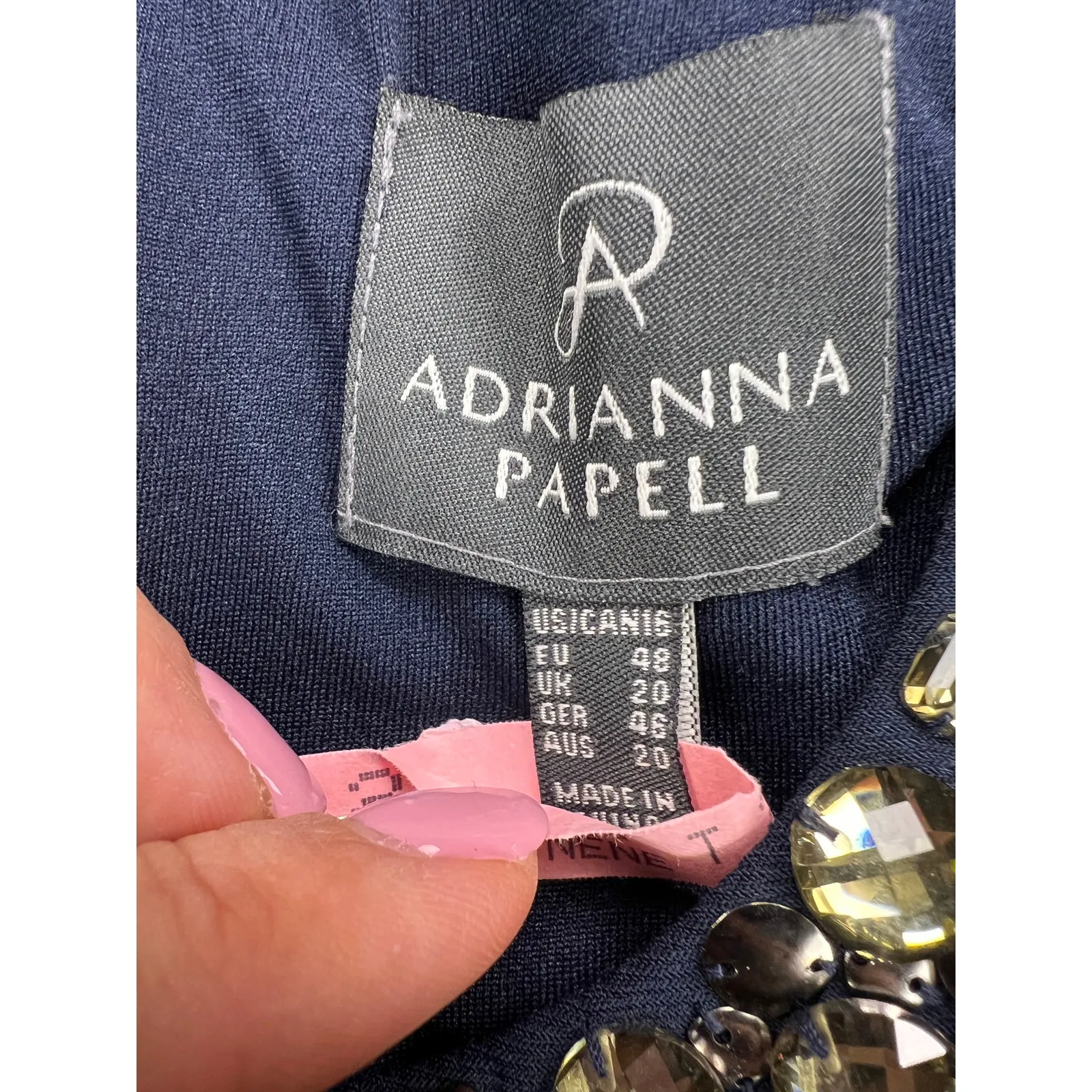 Adrianna Papell Jewel Collar Halter Keyhole Swing Dress Chiffon Overlay Size 16 - Image 3