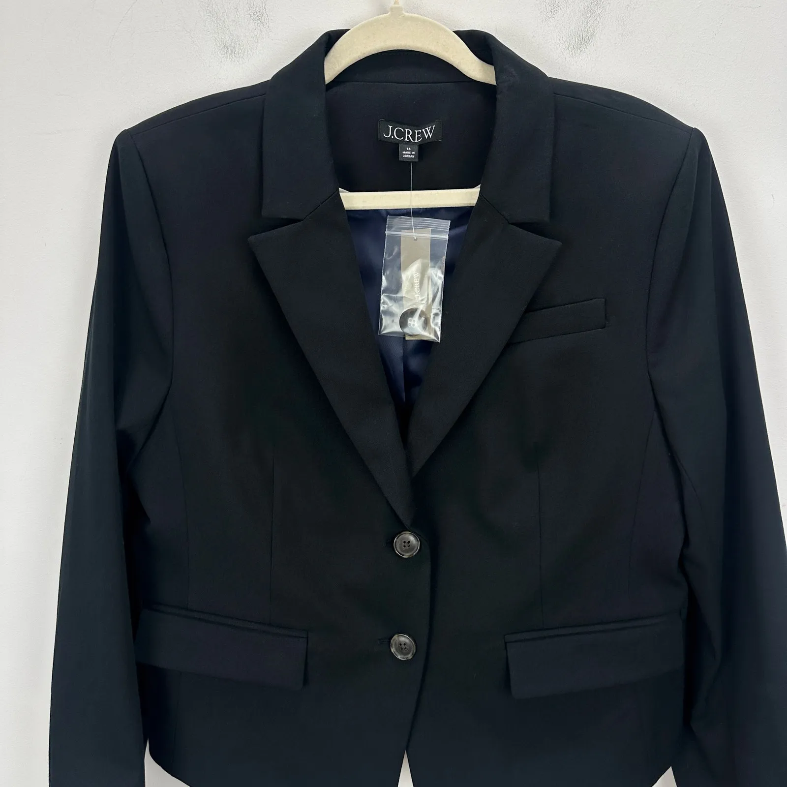 J.Crew Shrunken Fit Blazer Bi Stretch Cotton Blend Classic Slim Black 14 US NWT - Image 5