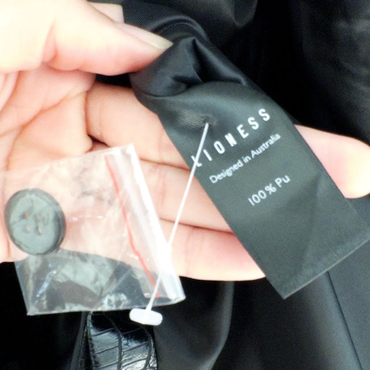 LIONESS Black Faux Croc Embossed Button Front Blazer Jacket, Women's Size M - Image 8