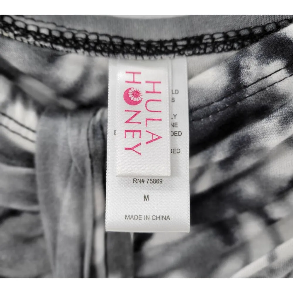 Hula Honey Womens Dress Medium Gray White Tie Dye Strapless Maxi Summer Beach - Image 7