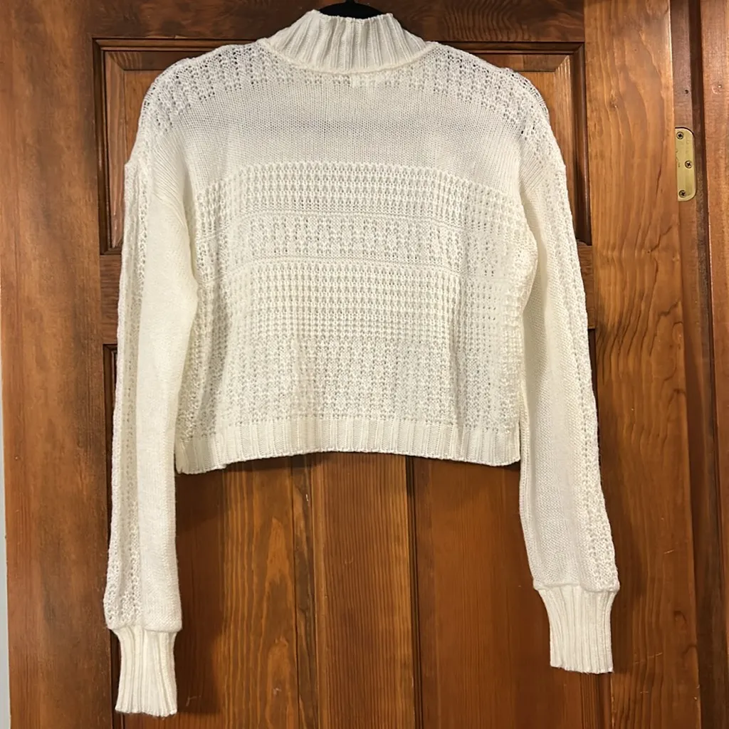 Abound Cropped White Knit Sweater, Medium, NWOT - Image 5