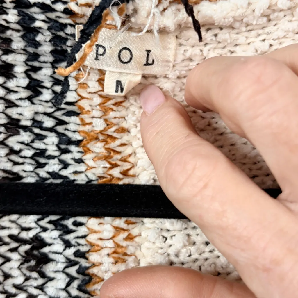 POL Cozy Striped Hooded Sweater Pullover Front Pocket - Medium Oversized - Image 6