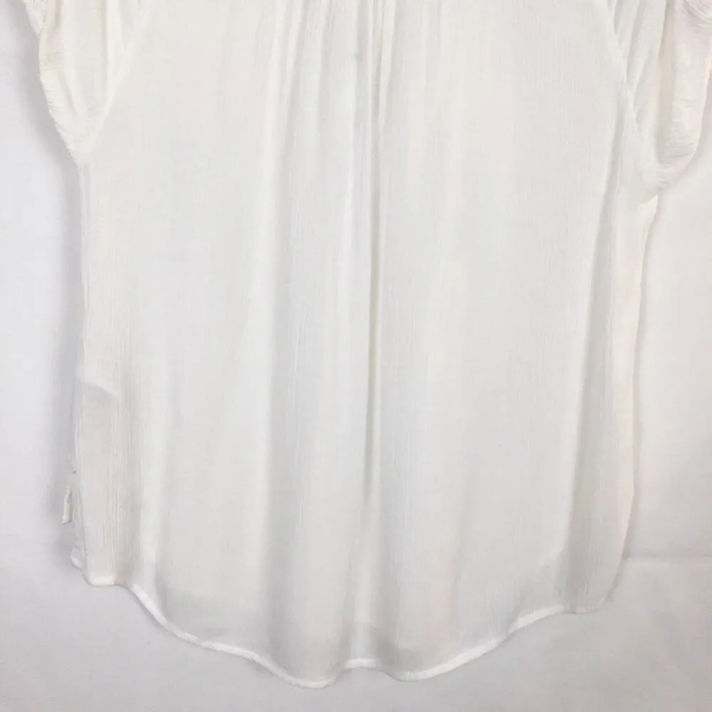 Hollister Embroidered Floral Peasant Womens Top XS Gauzy Fairy Chic Beach Flowy - Image 6