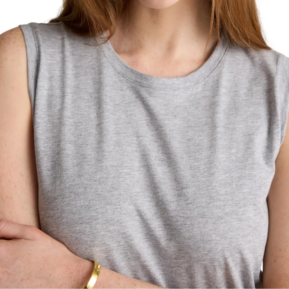 Quince Cotton Modal Muscle Tank in Heather Gray Comfort Capsule Athletic Size L - Image 2