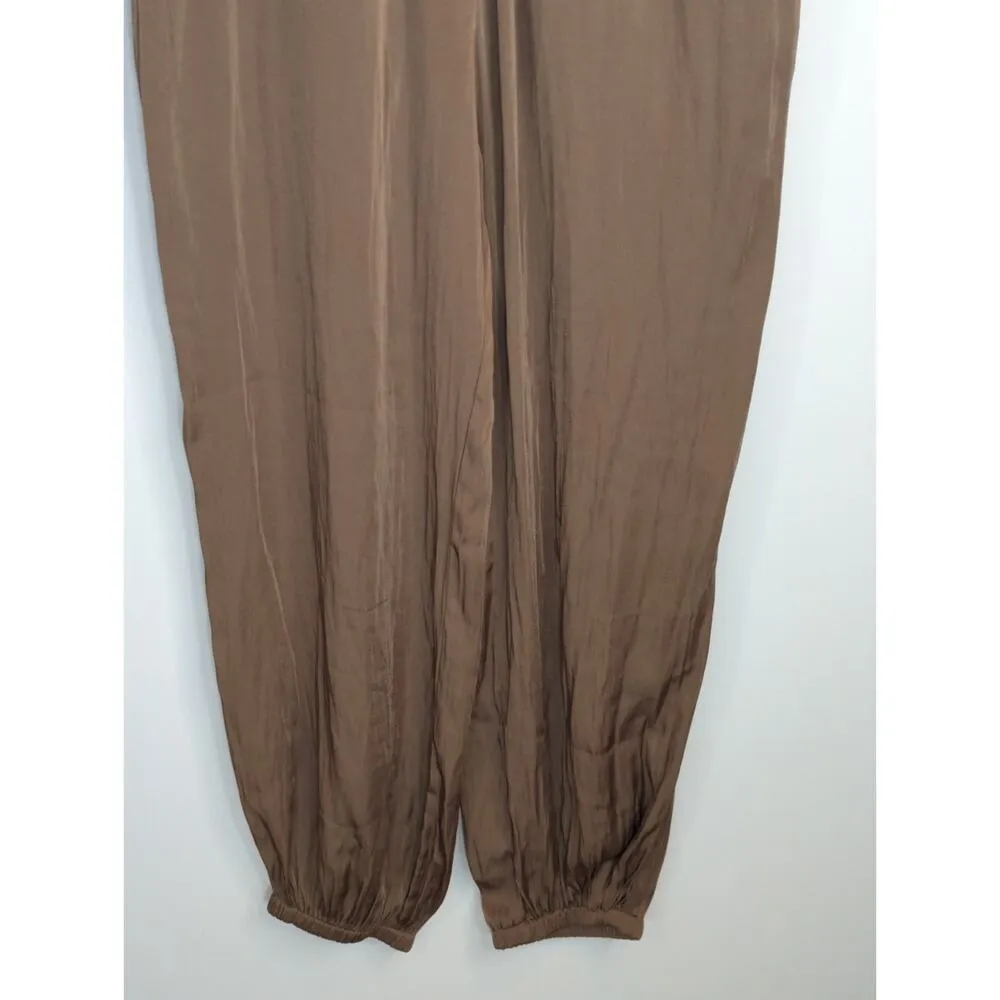 Zara Women's Greenish brown Jogger Pants Large High Waist Minimalist Casual NWOT - Image 3