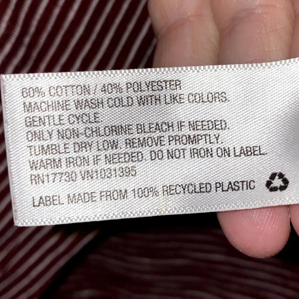 Mossimo Striped V Neck Burgundy & White SS Tee Shirt Red Size XS - Image 4