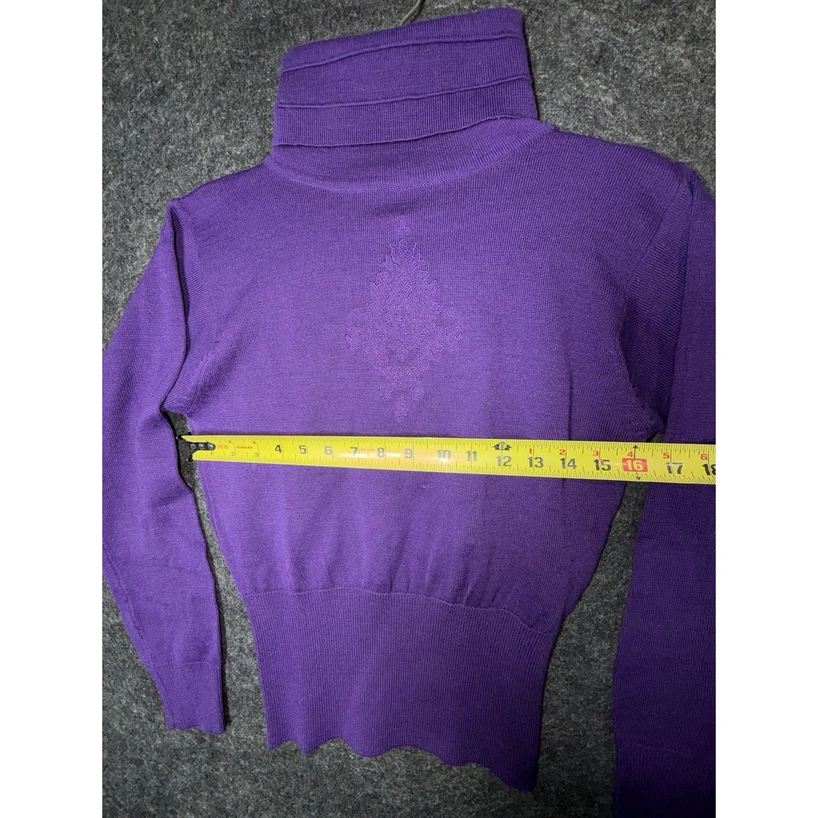 Vintage Snuggler Ski Wear Purple Wool Blend Turtleneck Sweater Size S Embroidery - Image 4