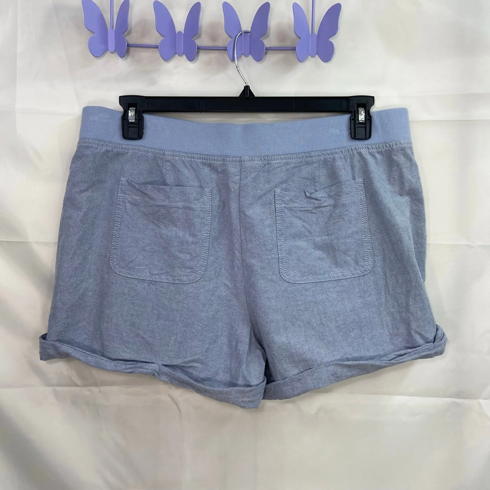 LOFT women's light blue stretch cuffed pocket cotton casual‎ beach shorts 3 inch - Image 5