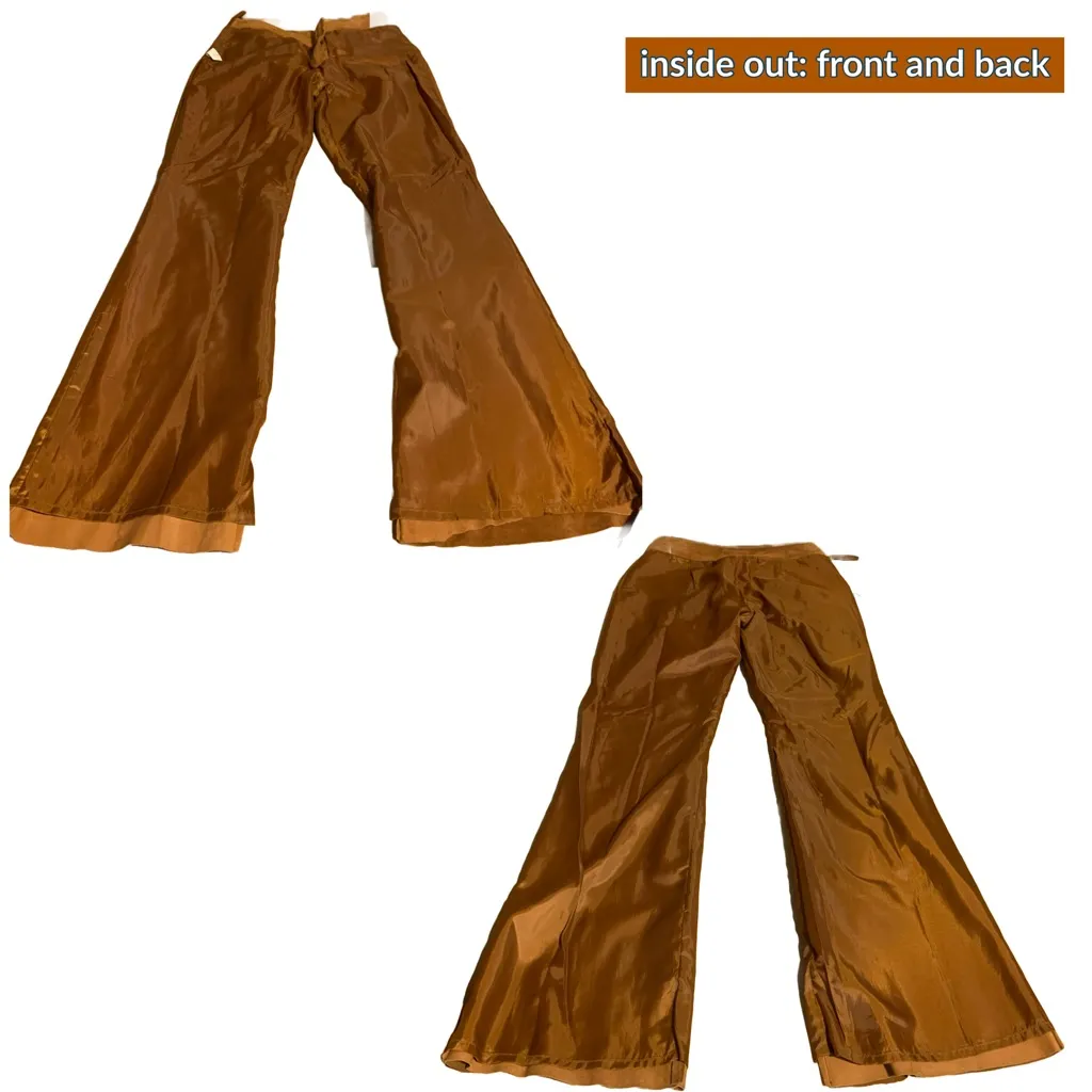 VINTAGE 1980'S TAN SUEDE FLARE LEG PANTS (S) - Image 13