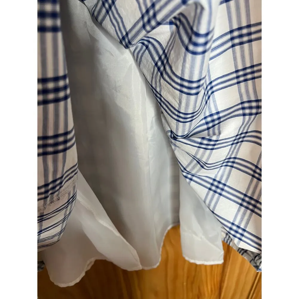 Chetta B womens size 18W dress blue/white plaid lined knee length cottage core - Image 8