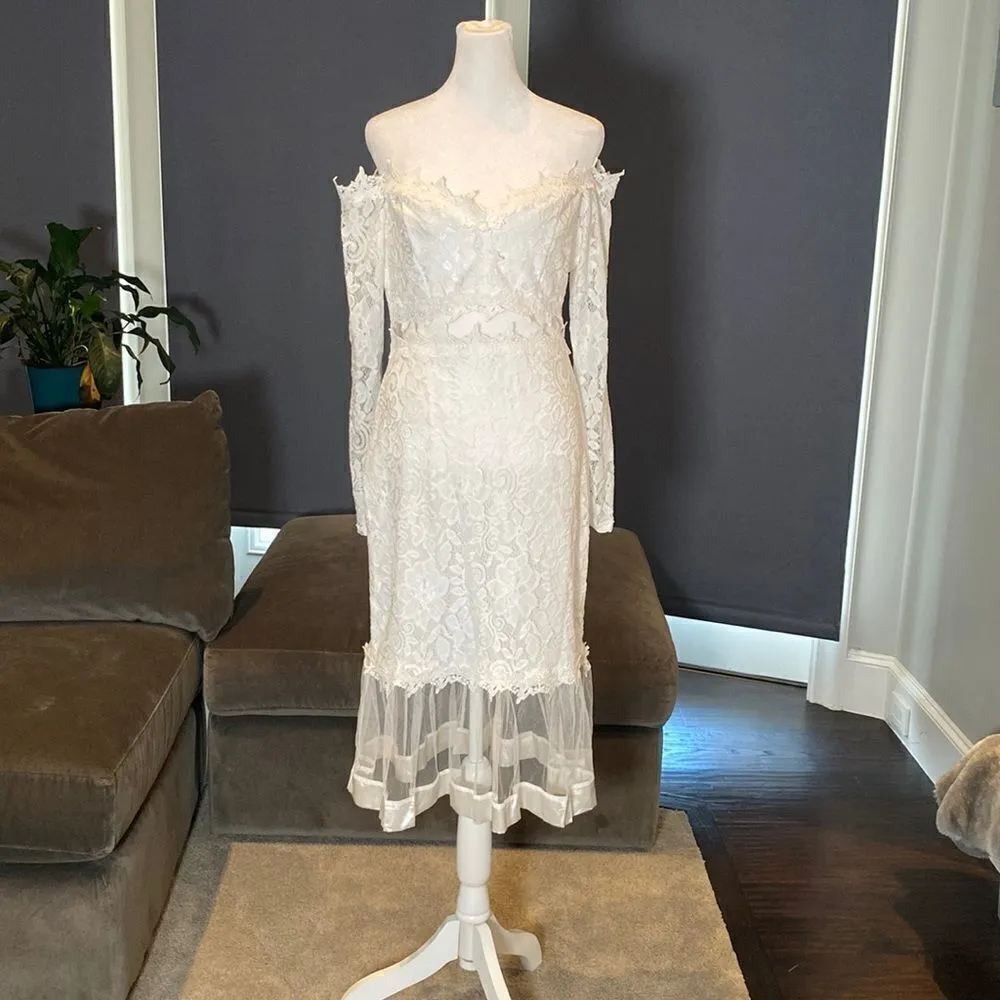Women’s Long Sleeve Lace Dress with Sheer Areas Size L NWOT Size L - Image 2
