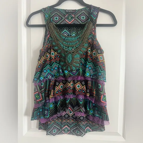 Self Esteem - Multicolor Tiered Boho Aztec Tank - Image 2