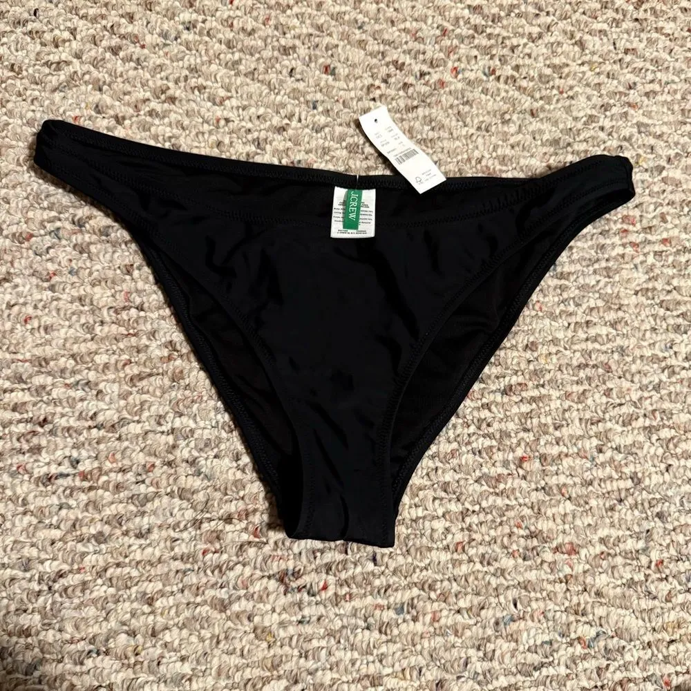 J.Crew NWT  Heritage 1989 high-leg bikini bottom Black- Size Large - Image 3