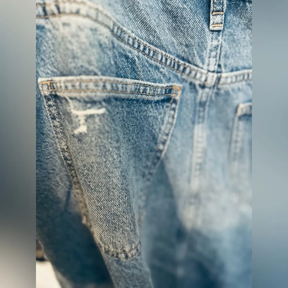 Free People We The Free Denim Distressed Pencil Skirt With Slit Button Fly Sz 29 - Image 9