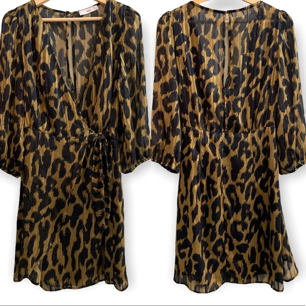 NWOT Mango Metallic thread leopard print dress - Image 9