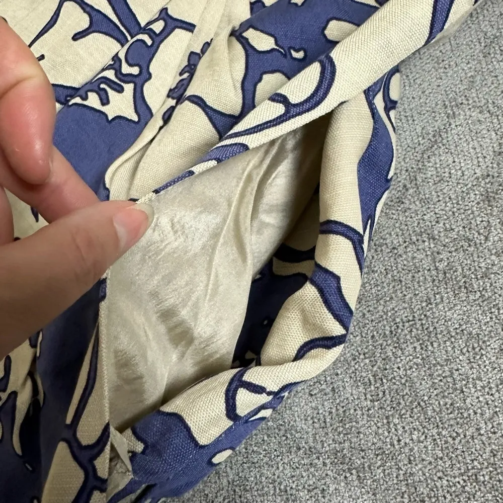 3.1 PHILLIP LIM Blue and White Floral Linen Skirt Size 6 - Image 3