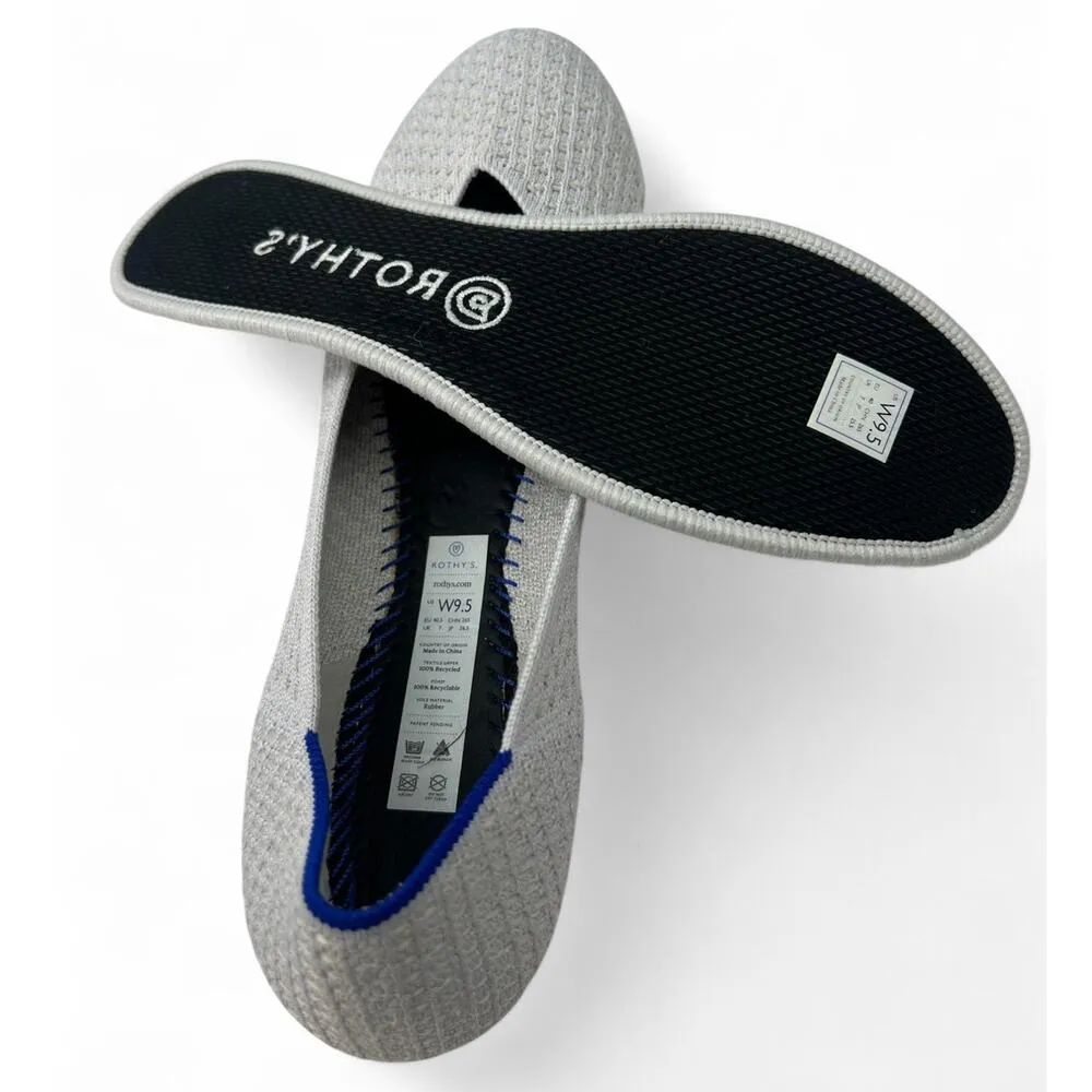 Rothys | 9.5 | The Flat Women's Ballet Slip On Comfort Walking Light Grey Shoe Gray - Image 4