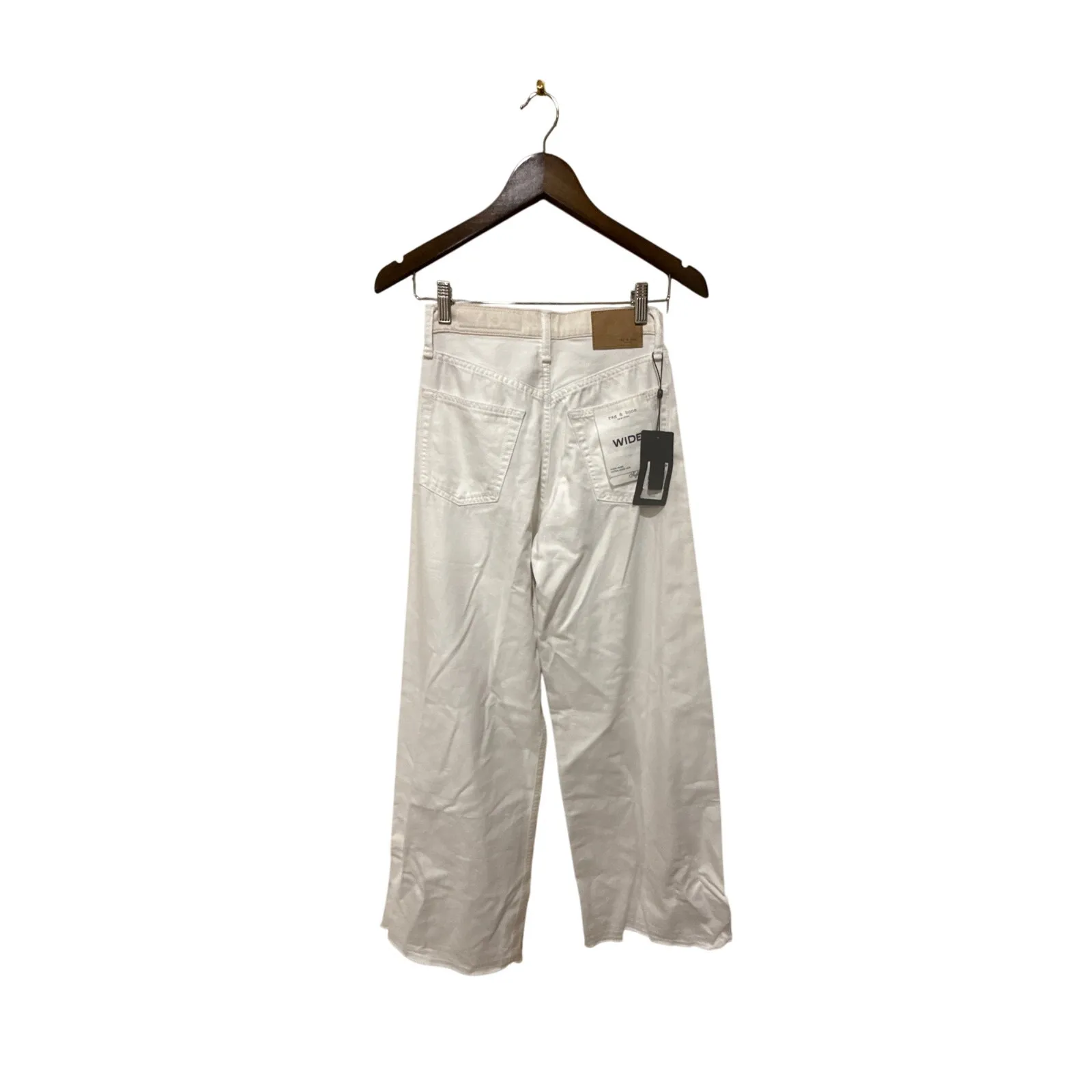 Rag & Bone Sofie Jeans Cream White Two Tone High Rise Ultra-Wide Leg Size 23 - Image 11