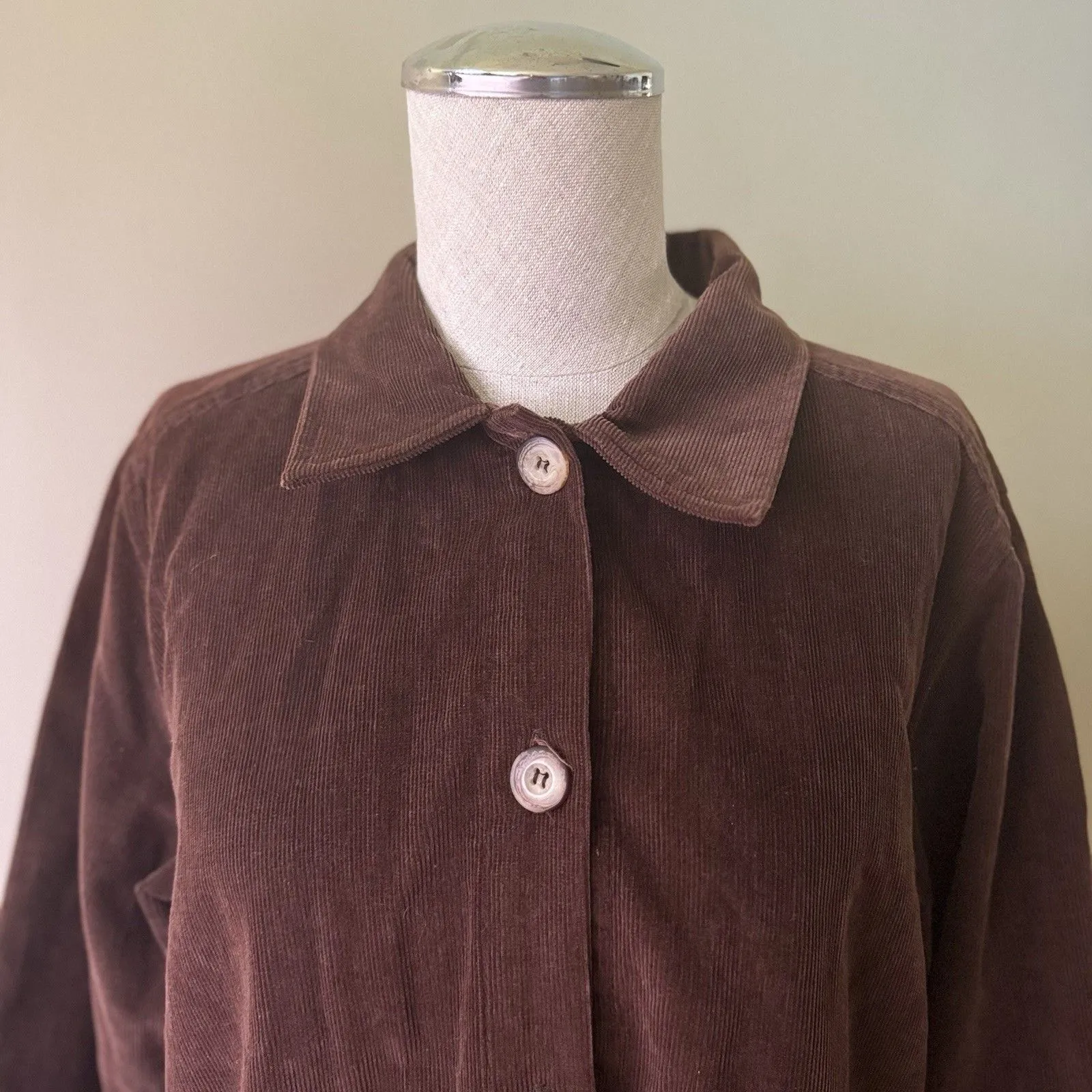Appleseeds Women’s VTG Corduroy Shirt Petite Dark Academia Preppy Brown 12P - Image 6