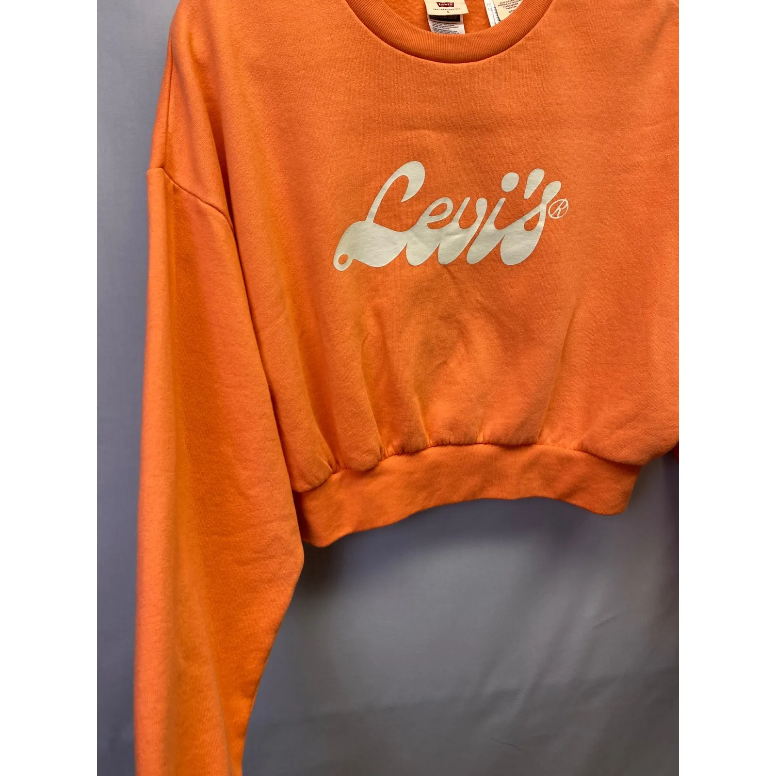 Levi's Cropped Sweatshirt Orange Logo Crewneck Cozy Casual Streetwear Women's S - Image 2