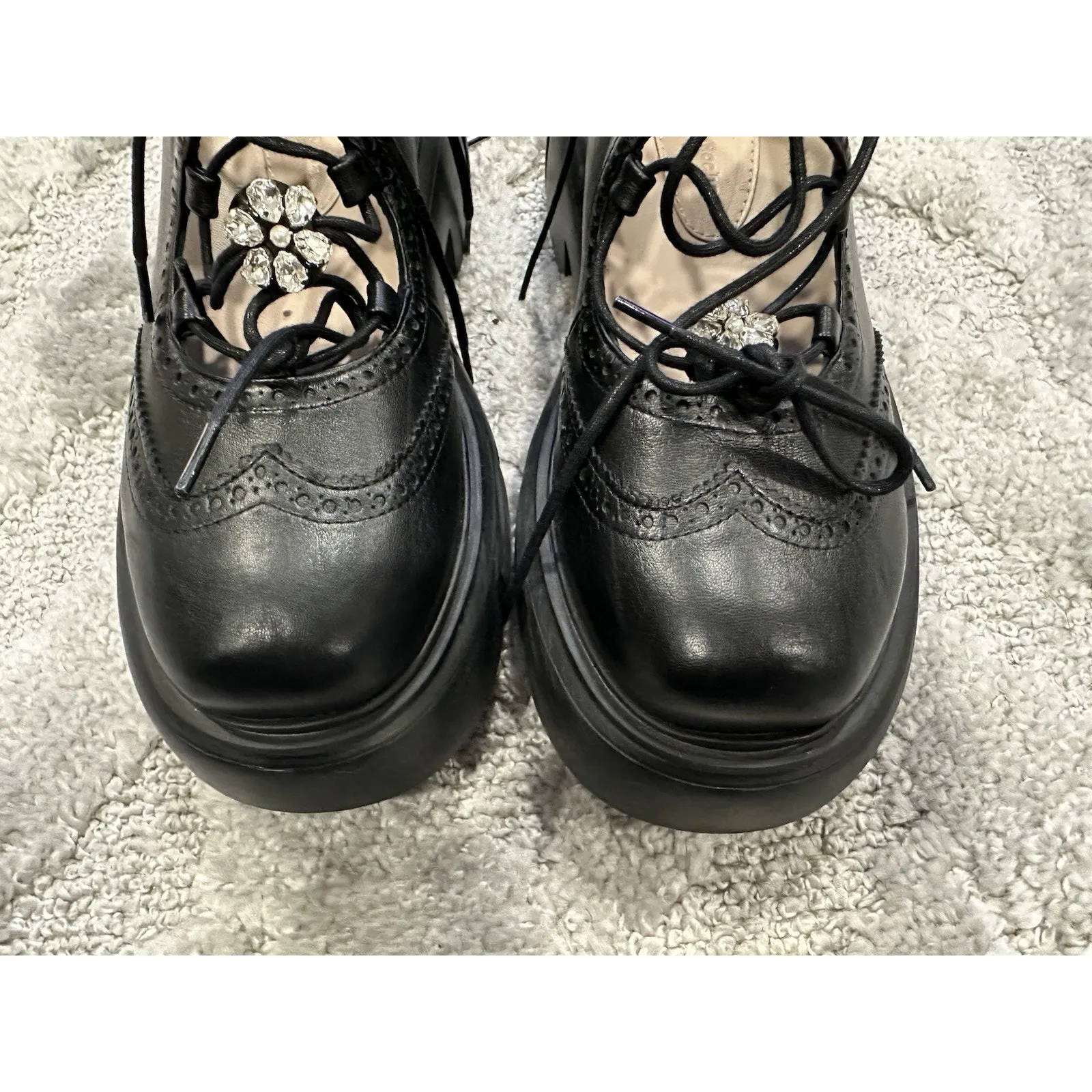 Simone Rocha Platform Ghillie Derby Size 37 NWOB Black - Image 4