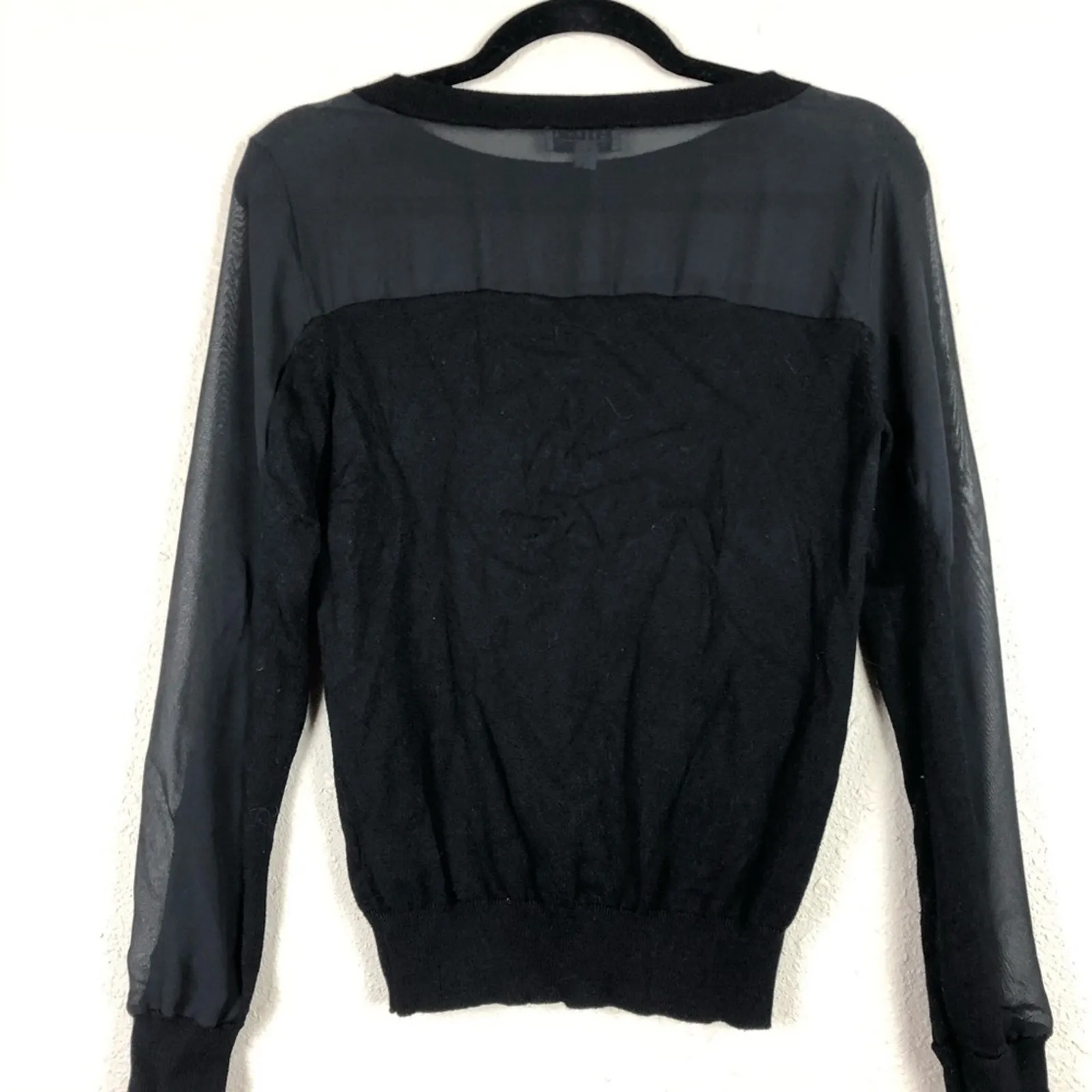 Joseph A Black Sweater with Sheer Details Womens S Preppy Whimsigoth Pullover - Image 7