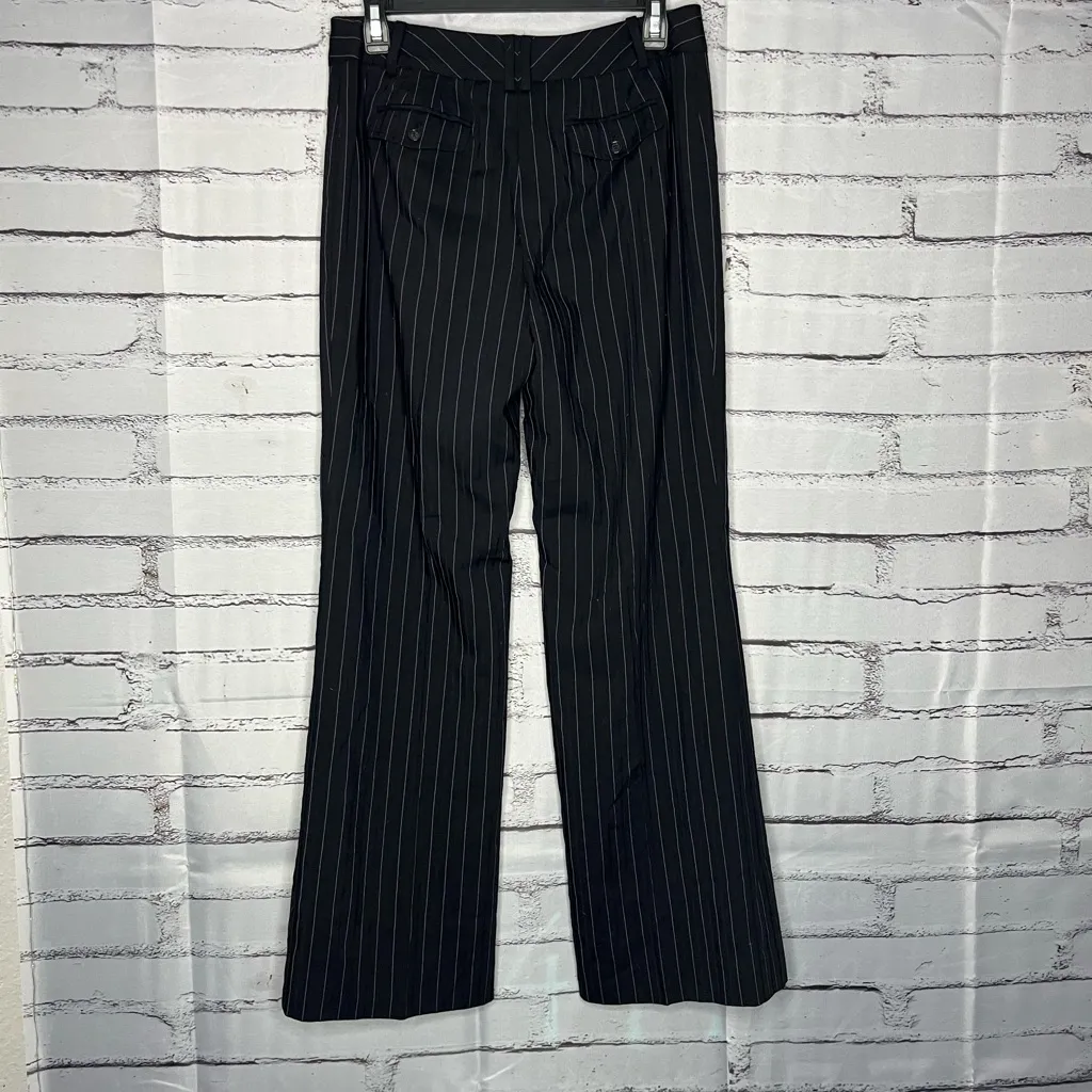 Ann Taylor Y2K Black Wide Leg Pinstripe Retro Pants Baggy SZ 4 High Rise Casual - Image 9