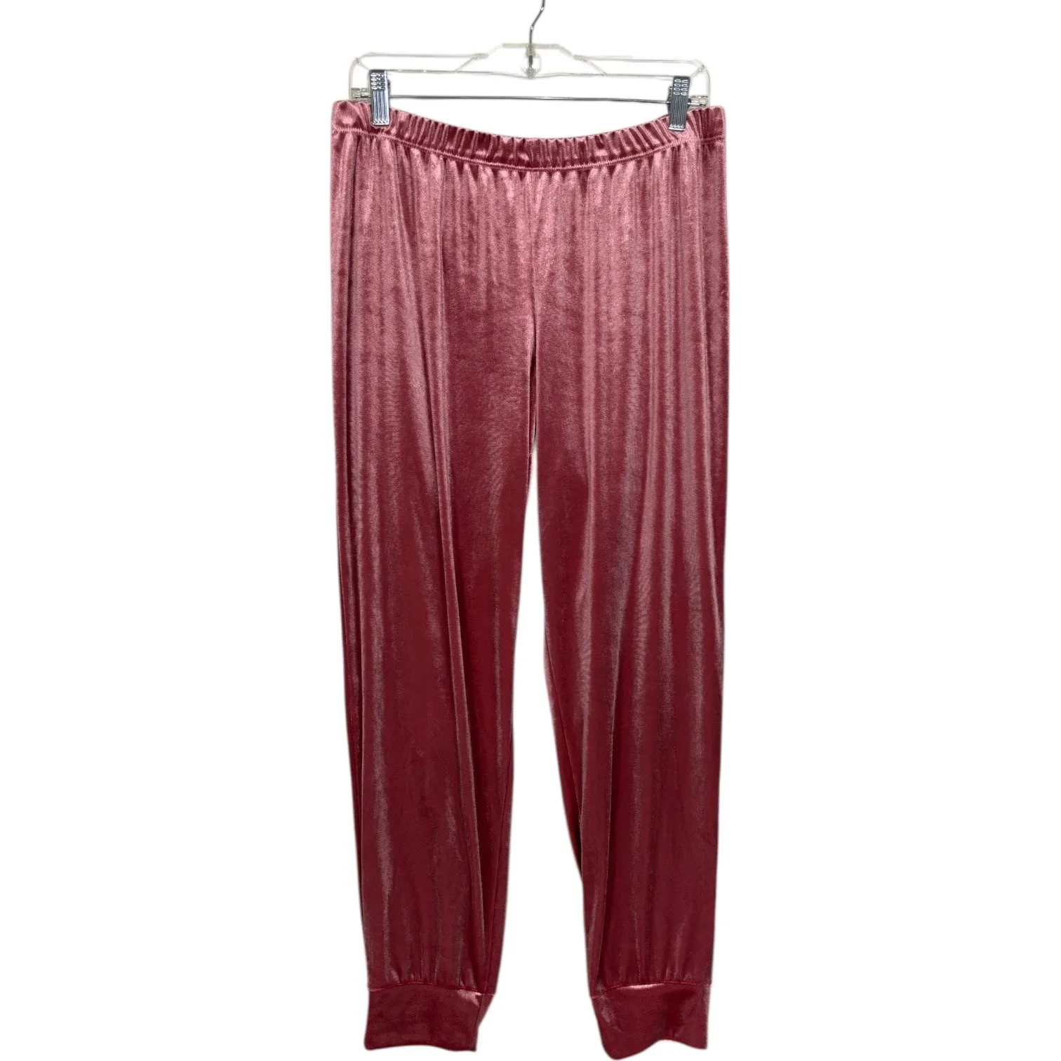 Womens Velvet Jogger Pants Elastic Waist Comfort Loungewear Dusty Rose Pink sz L Size L - Image 5
