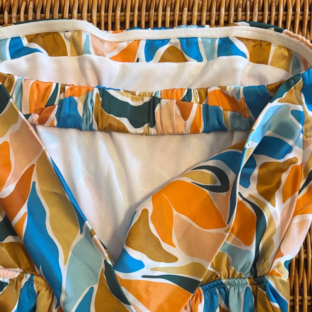 Lulu's Multicolor Strapless Romper Orange - Image 4