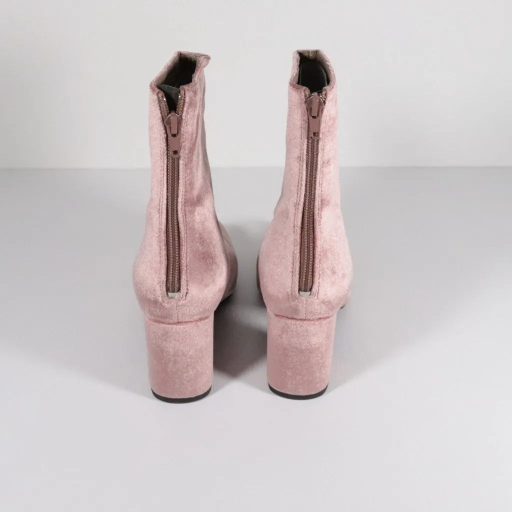 NWOT Free People Velvet Cecile Pink Booties Size Size 38 - Image 4