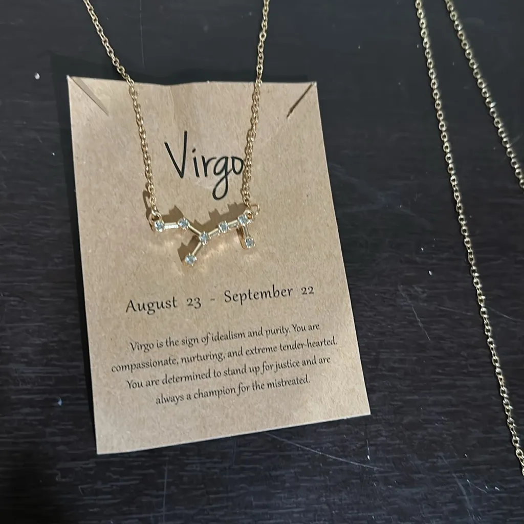 New Gold Zodiac Virgo Necklace Set - Image 4