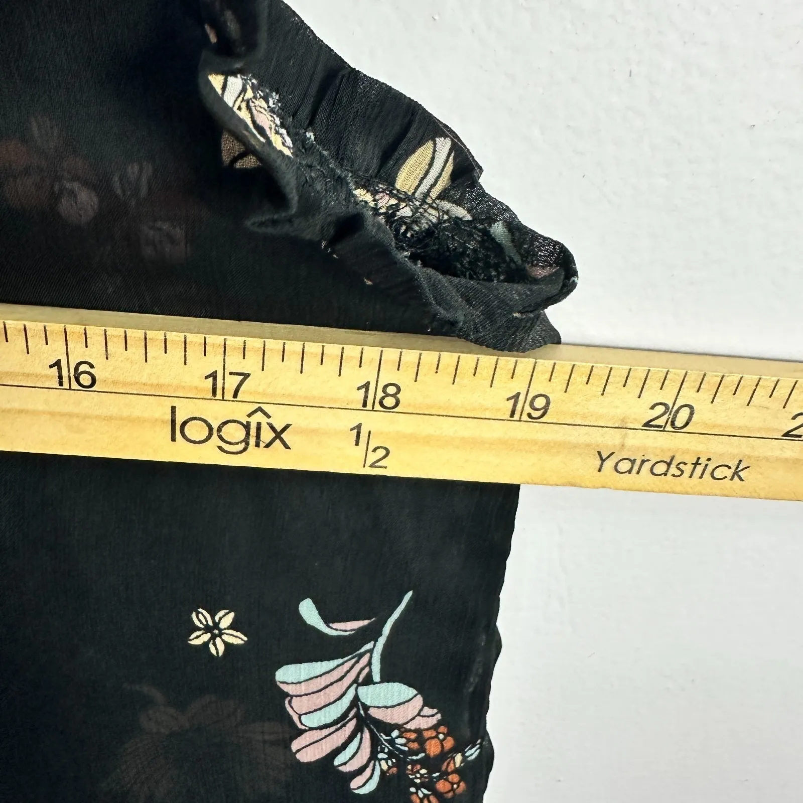 Who What Wear Top‎ Small Black Floral Ruffle Mock Neck Cottagecore Dark Academia - Image 5