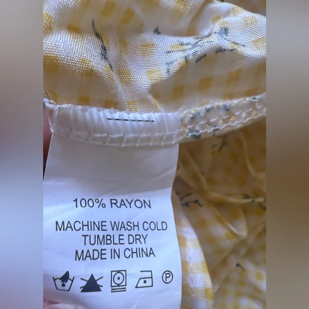 Dashing  SMOCKED DRESS Yellow White Balloon Sleeves Lined Summer Women Dress 3X - Image 6