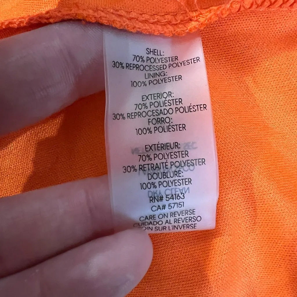 CALVIN KLEIN Dress Womens 14 Orange Floral‎ Chiffon Empire Waist A-Line V-Neck - Image 14